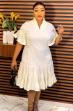 Plus Size African Women Pressed Beading Bell Bottom Sleeve Dress