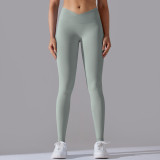 Women Seamless Knitting Breathable Solid Crossover Yoga Pants