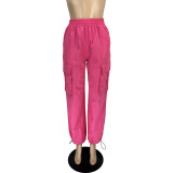 Women Casual Sports Solid Loose Drawstring Cargo Pants