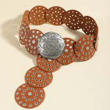 Retro Denim Western Style Belt Round Hollow Belt