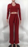 Women Solid V neck Top and Bell Bottom Pant two-piece set
