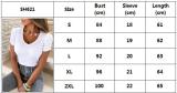 Women Summer Ribbed Puff Sleeve V-Neck Short Sleeve T-Shirt