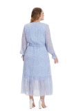 Plus Size Women Fall Long Sleeve Floral Dress