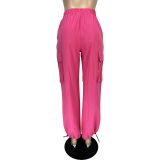 Women Casual Sports Solid Loose Drawstring Cargo Pants