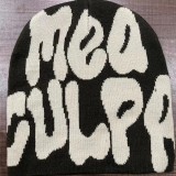 Women American Letter Embroidered Retro Pile Hat Autumn and Winter Warm Hat