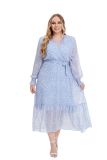 Plus Size Women Fall Long Sleeve Floral Dress