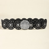 Retro Denim Western Style Belt Round Hollow Belt