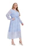 Plus Size Women Fall Long Sleeve Floral Dress