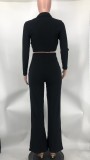Women Solid V neck Top and Bell Bottom Pant two-piece set
