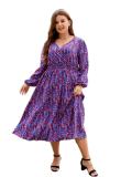 Plus Size Women V-Neck Loose Dress