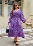 Plus Size Women V-Neck Loose Dress