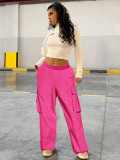 Women Casual Sports Solid Loose Drawstring Cargo Pants
