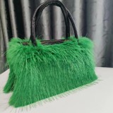 Faux fur plush handbag Faux raccoon fur handbag