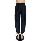 Women Casual Sports Solid Loose Drawstring Cargo Pants