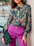 Loose Fit Shirt Spring And Autumn Digital Printed Comfortable Casual Long Sleeve Shirt For Women