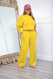 Women's Autumn And Winter Solid Color Round Neck Casual Sports Two-Piece Pants Set