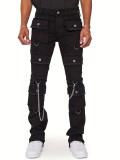 Street Fashion Men's Cargo Denim Straight Leg Pants