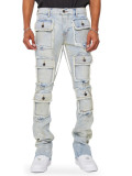 Street Fashion Men's Cargo Denim Straight Leg Pants