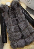 Women Winter Black Long Sleeve Thick Warm Faux Furry Jacket