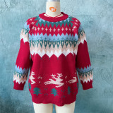 Christmas Women Raglan Sleeve Elk Christmas Tree Sweater