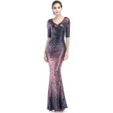 Plus Size Women Sequin Formal Party Maxi Evening Dress