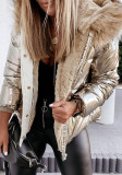 Women Winter Hooded Loose Crop Solid Warm Zipper Padded Jacket