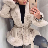 Women winter furry Faux warm jacket