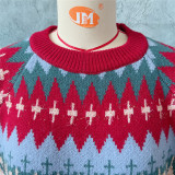 Christmas Women Raglan Sleeve Elk Christmas Tree Sweater