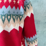 Christmas Women Raglan Sleeve Elk Christmas Tree Sweater