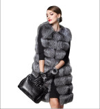 Women Autumn and Winter Faux Furry Vest Patchwork Sleeveless Long Jacket