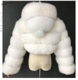 Women Faux furry Hooded Long Sleeve Crop Jacket