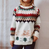 Christmas Women Raglan Sleeve Elk Christmas Tree Sweater