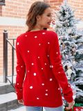 Christmas Women Santa Claus Letter Embroidered Red Sweater
