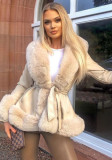 Women winter furry Faux warm jacket
