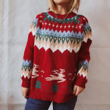 Christmas Women Raglan Sleeve Elk Christmas Tree Sweater