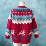 Christmas Women Raglan Sleeve Elk Christmas Tree Sweater