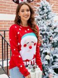 Christmas Women Santa Claus Letter Embroidered Red Sweater