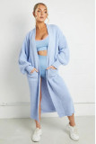 Autumn and winter Women solid knitting pocket cardigan sweater jacket