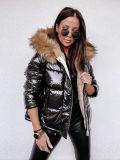 Women Winter Hooded Loose Crop Solid Warm Zipper Padded Jacket