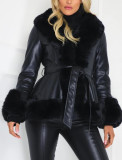 Women winter furry Faux warm jacket