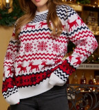 Christmas Women Snowflake Round Neck Knitting Sweater