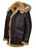 Men's zipper pocket hooded Faux furry jacket