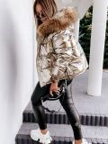 Women Winter Hooded Loose Crop Solid Warm Zipper Padded Jacket