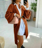 Autumn and winter Women solid knitting pocket cardigan sweater jacket