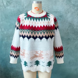 Christmas Women Raglan Sleeve Elk Christmas Tree Sweater
