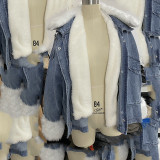 Women Winter Loose Fur Collar Turndown Collar Denim Jacket