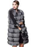 Women Autumn and Winter Faux Furry Vest Patchwork Sleeveless Long Jacket