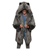 Men's Fall/Winter Faux furry Maxi hooded jacket