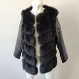 Women Winter Black Long Sleeve Thick Warm Faux Furry Jacket