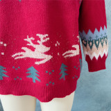 Christmas Women Raglan Sleeve Elk Christmas Tree Sweater